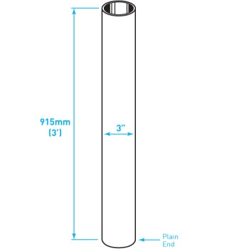 Exhaust Chrome Stack / Straight / Plain End / 3" x 36"